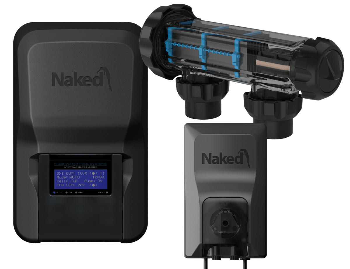 The Naked Freshwater System control unit beside its in-line cell